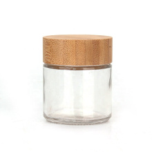 High quality 60ml 2oz bamboo lid cosmetic container glass jar for cream